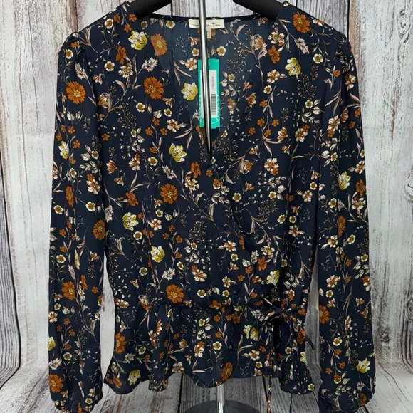 Nine Britton Cavanna Faux Wrap Blouse Size Medium - Picture 1 of 9